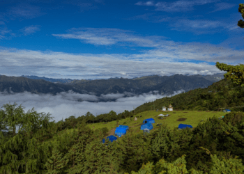 Stunning top view from the Himalayas trek with Druk Asia